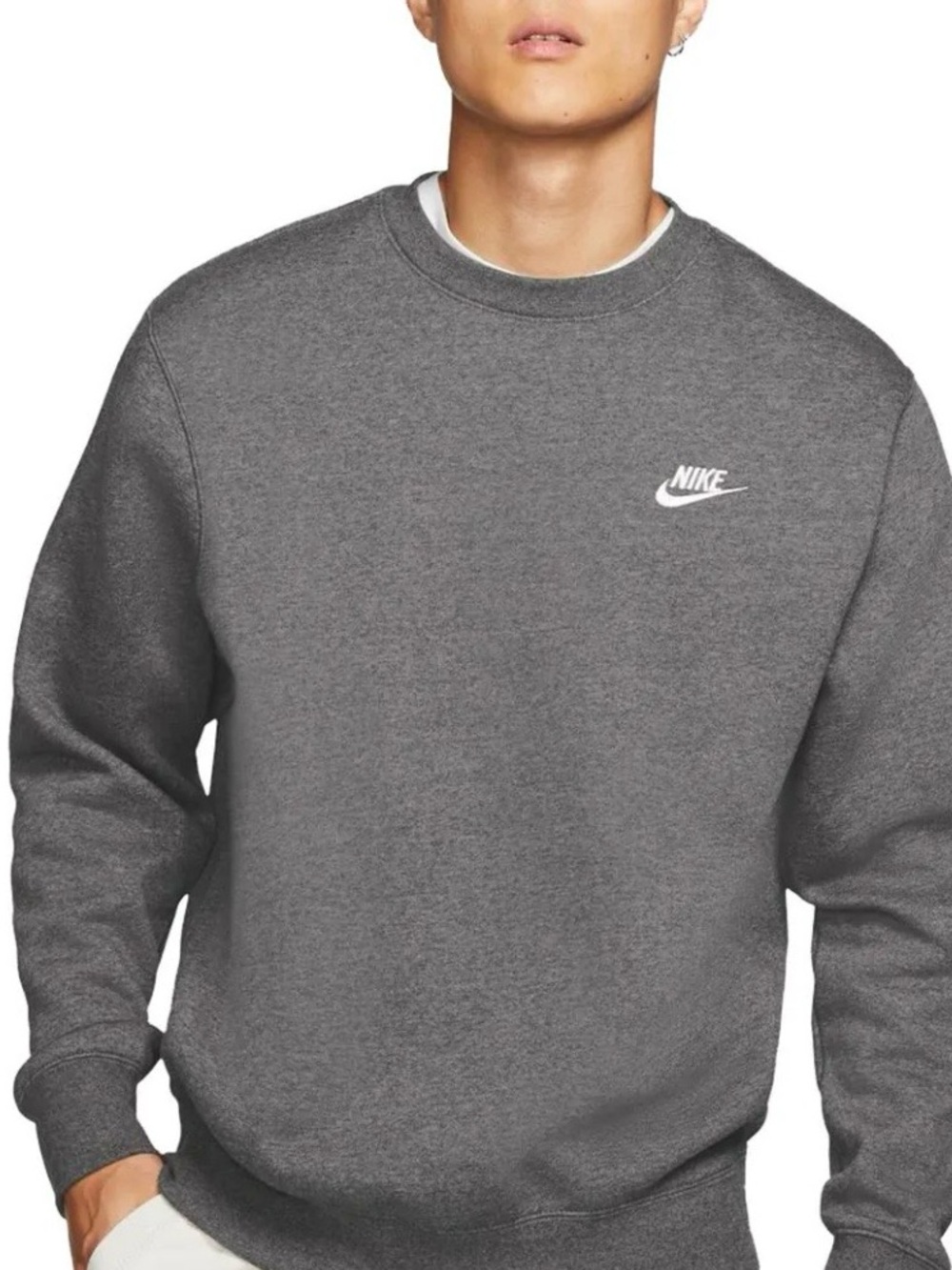 Nike Sportswear Mens Club Fleece Crew Sweatshirt Gray Size Medium Swoosh